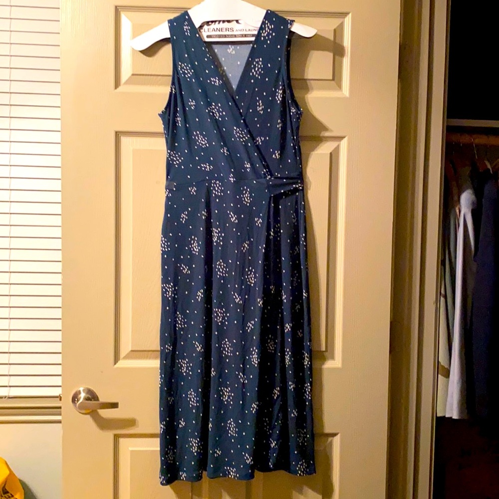 Green with cream dots midi dress
